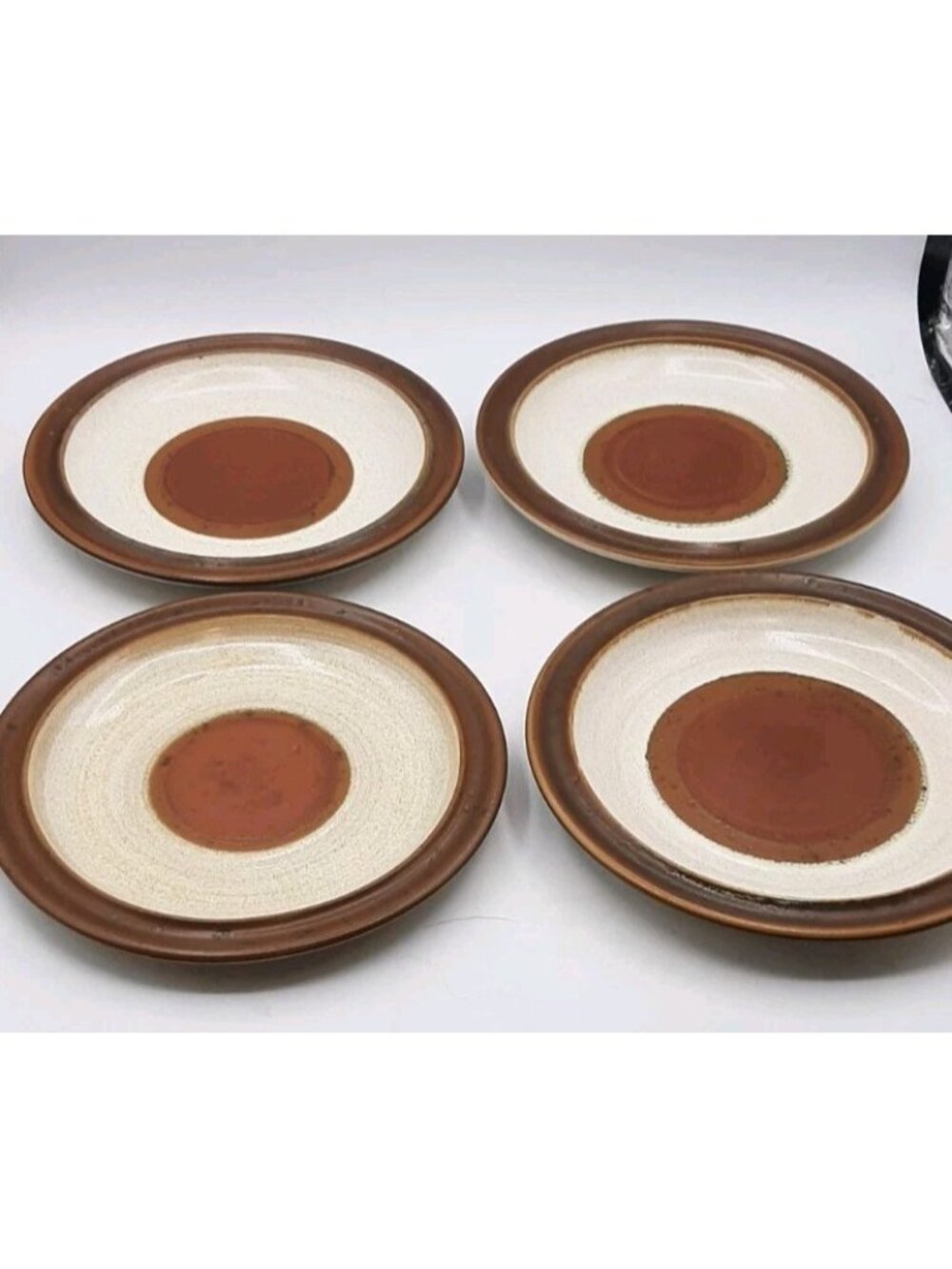 Vintage Denby Potters Wheel Rust Beige Bread and Butter Plates Set Of 4